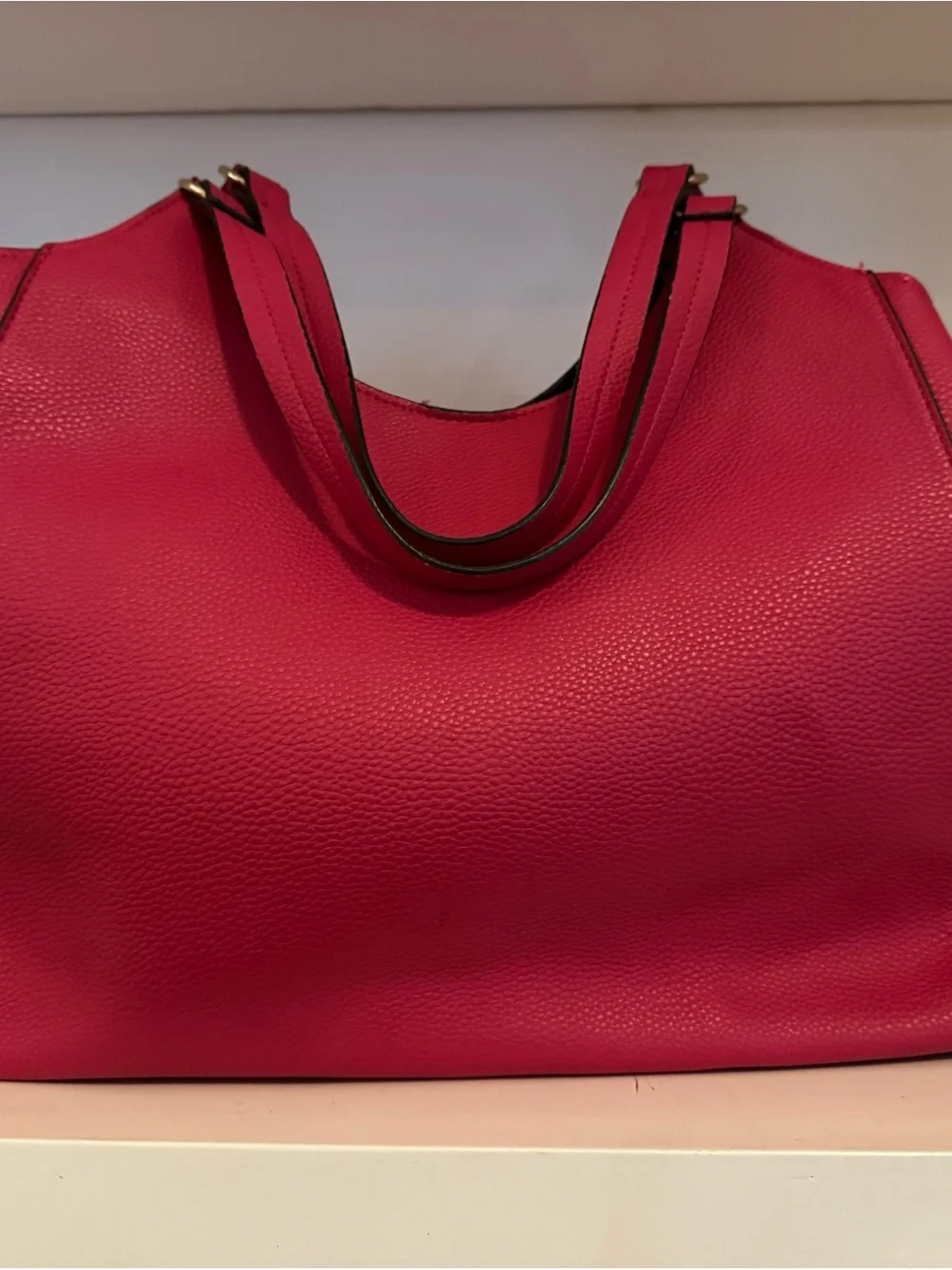 Nanette Lepore Fuchsia Pebbled Vegan Leather Shoulder Bag Tote